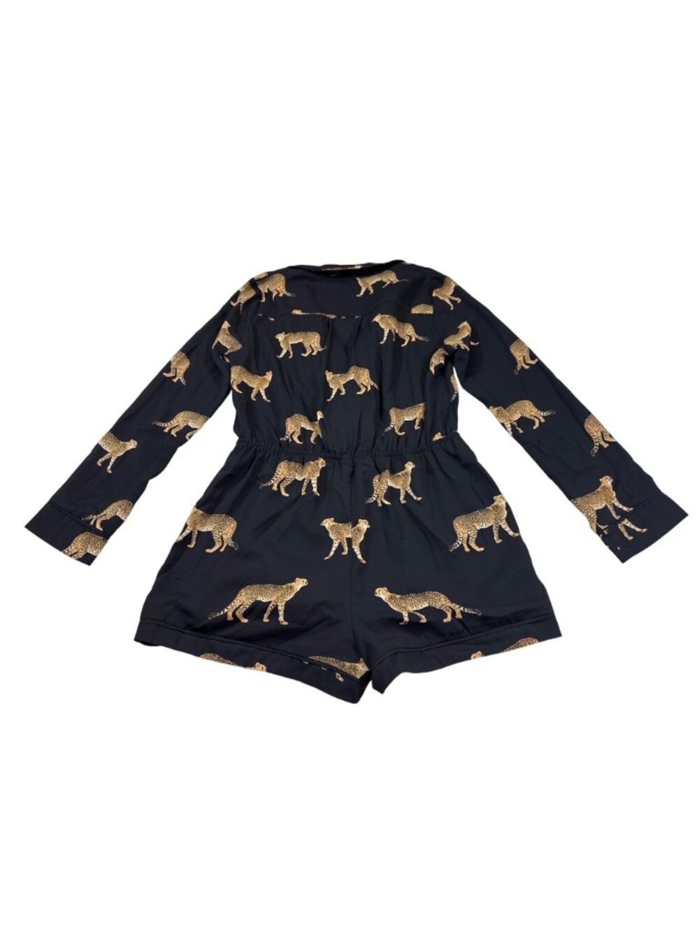 Buddy Love Women’s Lara Medium Long Sleeve Romper Black Cheetah Print (OO542) - Picture 2 of 9
